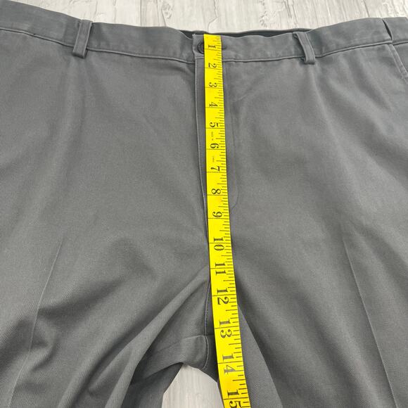 L.L. Bean Comfort Waist Gray Chino Plain Basic Short Work Cotton Dress Pants 42 - Picture 7 of 8